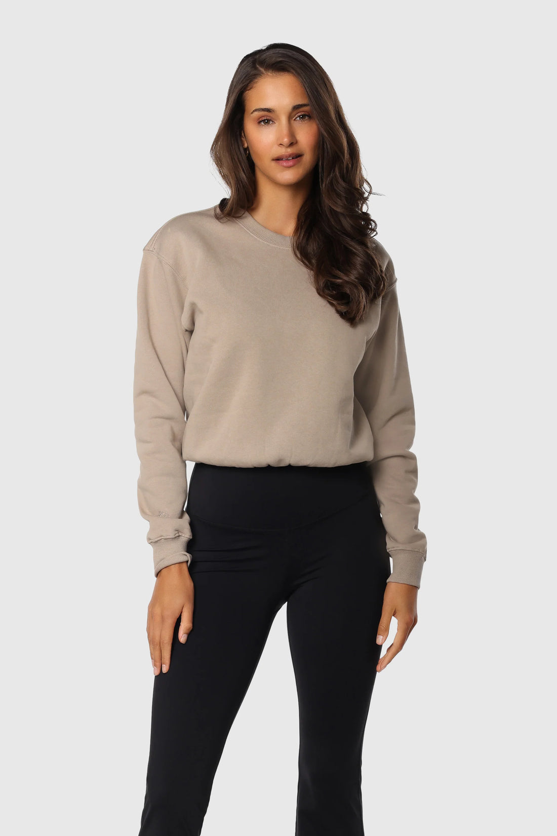 Cinched crewneck sweatshirt sale