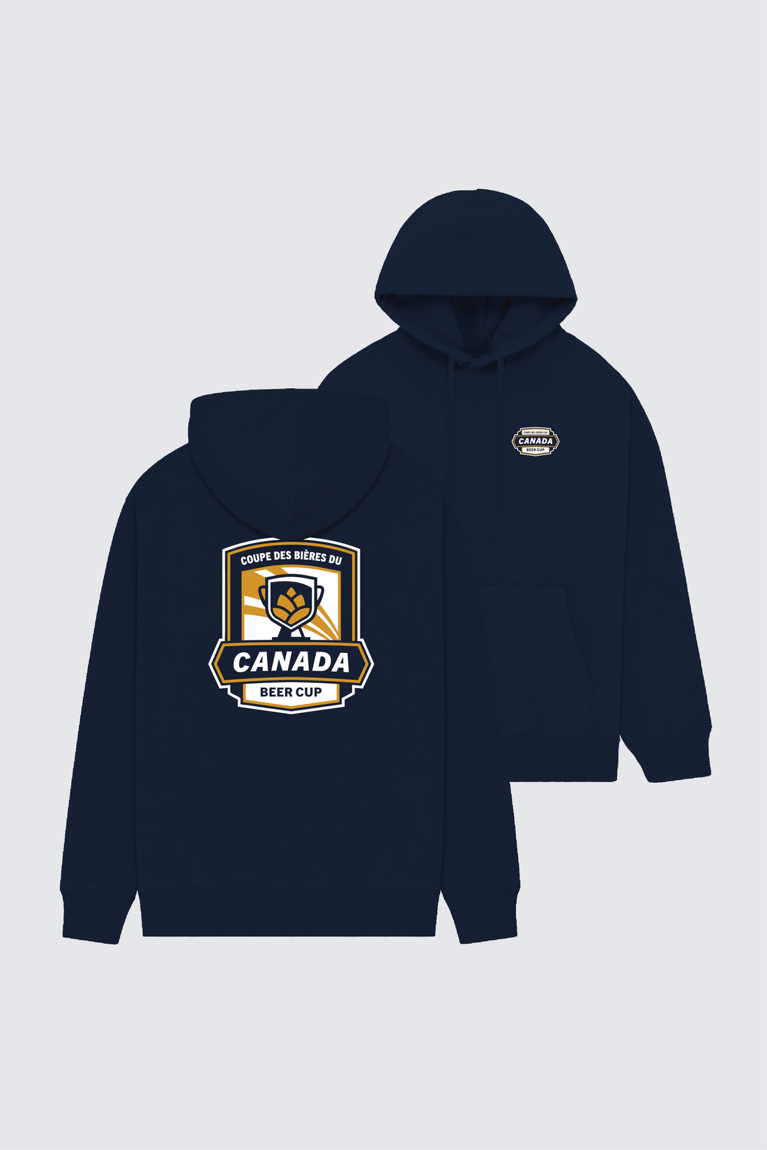 Canada Beer Cup Hoodie - Navy - Front and Back